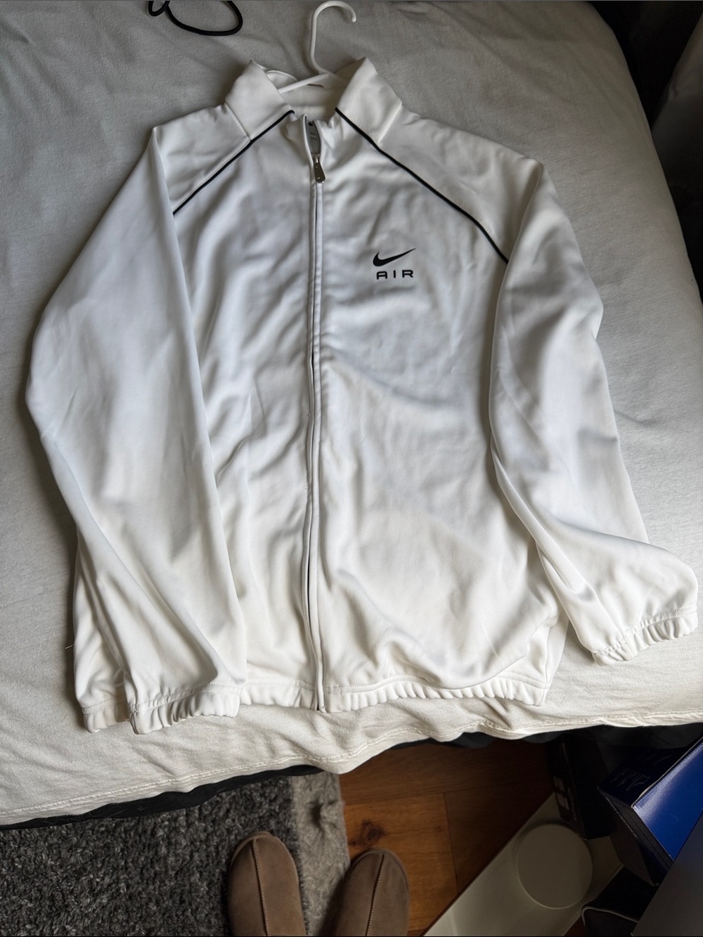 Nike White Lightweight Zip-Up Jacket with Black Trim